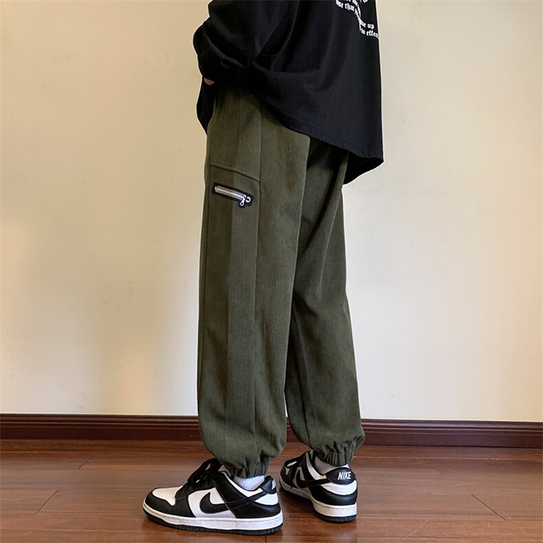 港风灯芯绒休闲裤男宽松直筒束脚裤卫裤KP808P43,男装休闲裤,星座1204-3