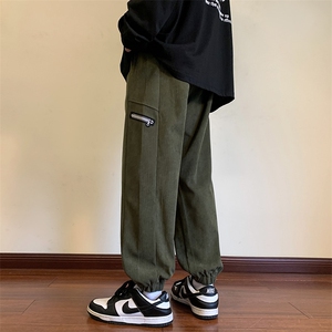 港风灯芯绒休闲裤男宽松直筒束脚裤卫裤KP808 P43图片