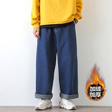 2023冬季美式大码加绒加厚牛仔裤男宽松直筒休闲裤N80211-P60，男装牛仔裤，电商A082