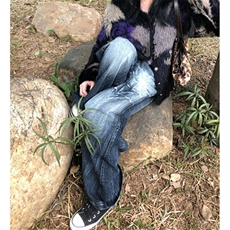 美式高街扎染阔腿牛仔裤男女bf慵懒风夏季薄款拖地长裤NA278，男装牛仔裤，星座1116A（原606A-3）