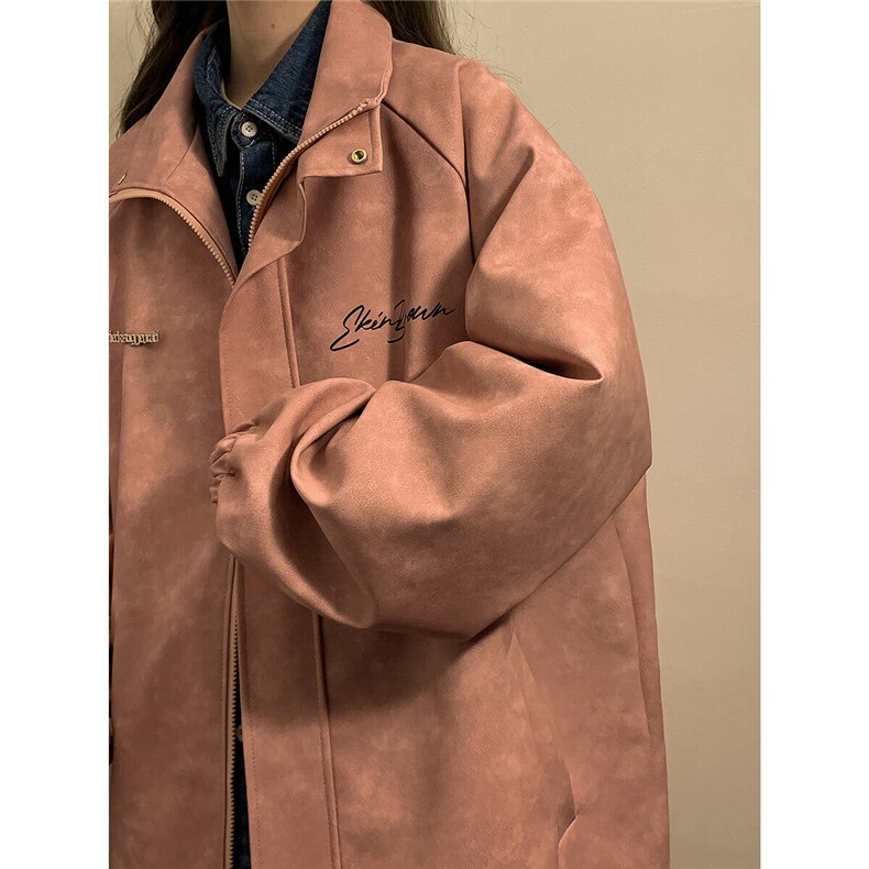 1中性风立领PU皮复古做旧金属印花字母设计夹克男JK77754P90控128，男装夹克，星座226-2