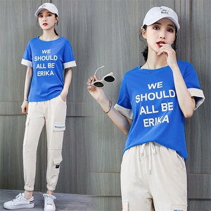 夏季新款网红女神时尚春秋阔腿裤两件套休闲潮运动套装女图片