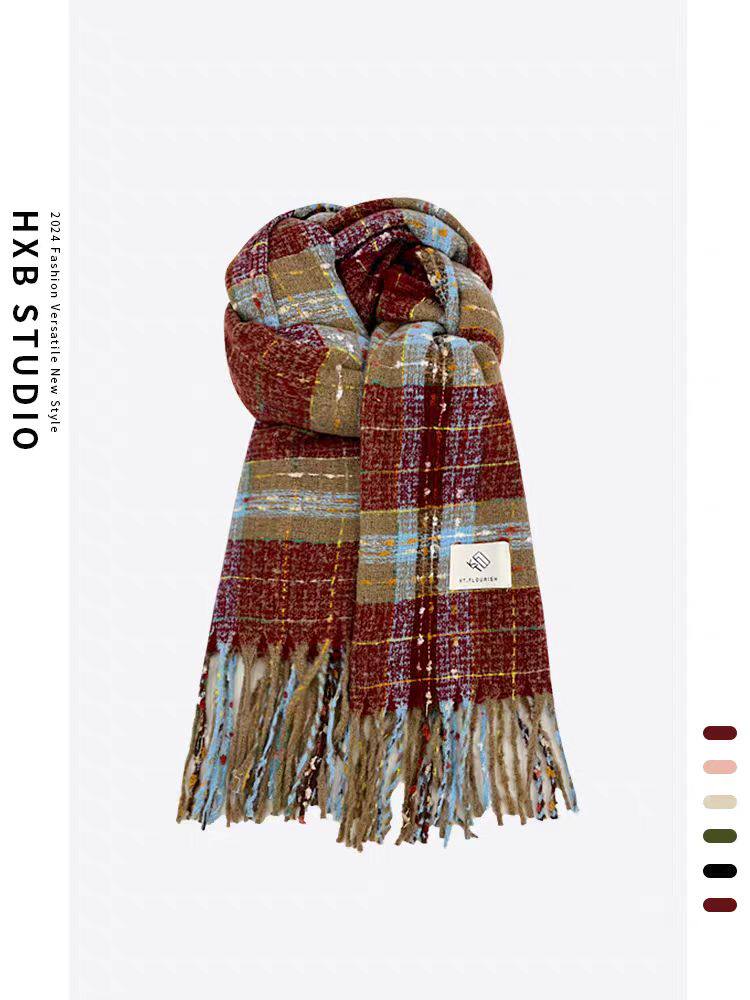 2025年秋季秋冬季时尚点子格子围巾，围巾，湘姗