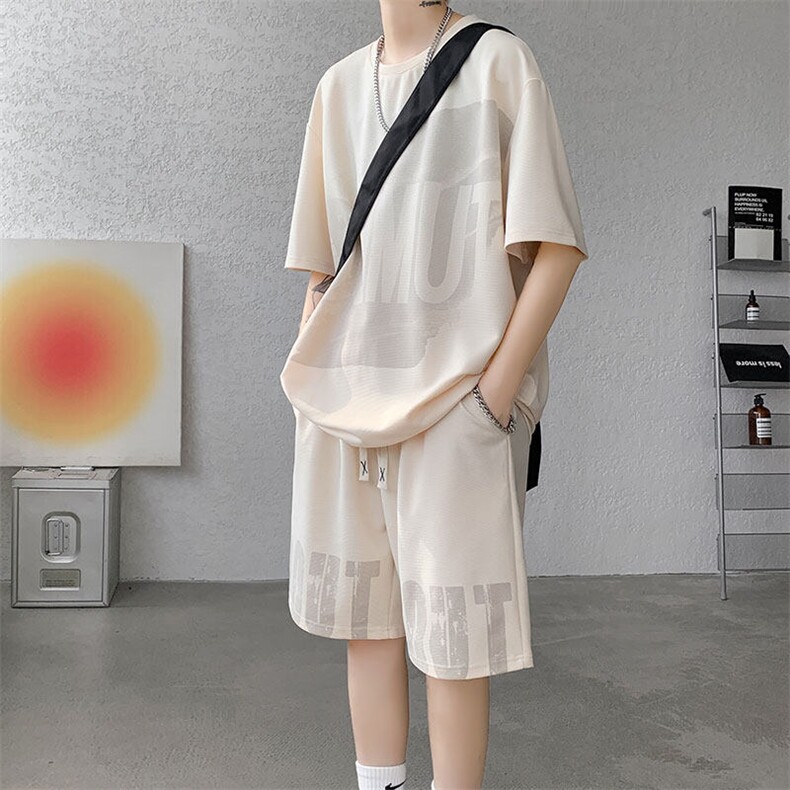 运动装男2025夏季新款港风宽松短袖短裤运动套装TZ9520-P55，男装休闲套装，星座214-3