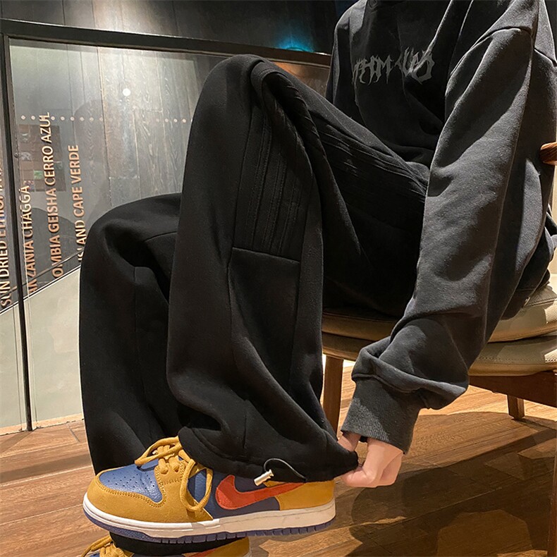 加绒加厚休闲运动卫裤男美式针织直筒裤子715-6-BX09P55（控78）,男装休闲裤,星座715-6
