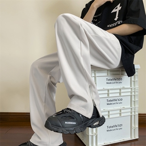 夏季宽松直筒休闲裤冰丝裤男薄款高街ins潮牌阔腿西裤 K6709-P35图片