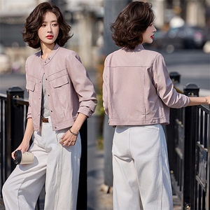 2026春装新款时髦风尚短款皮衣外套，女装皮衣，魅丽静蓝