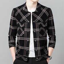 天鹅绒毛衣开衫青年时尚毛衫翻领宽松针织衫外套ASD696207-P225，男装针织衫/毛衣，电商B212（原钱塘6029）