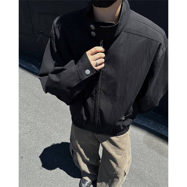 JK006-P65控118秋季老钱风复古宽松外套男cleanfit立领短款夹克,男装夹克,电商A058-1（原电商C417）