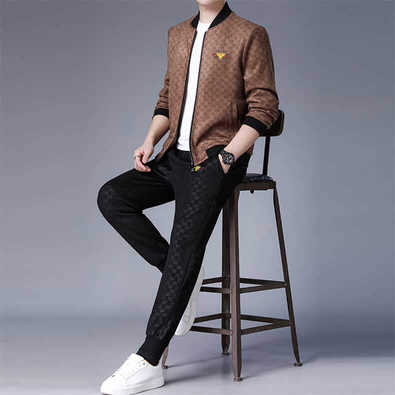 DZ1916钱塘2020-3时尚休闲简约立领中年男士秋季新款套装P210,男装休闲套装,钱塘207-3