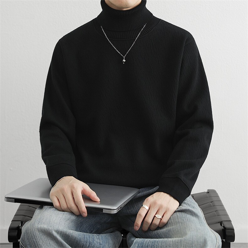 2025秋冬季新款高领套头毛衣男士加绒大码打底针织衫线衣服,男装T恤,星座914