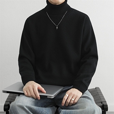 2025秋冬季新款高领套头毛衣男士加绒大码打底针织衫线衣服，男装T恤，星座914