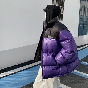 EQ337 立领拼接撞色面包服男女情侣装2024新款棉衣外套潮流棉服图片