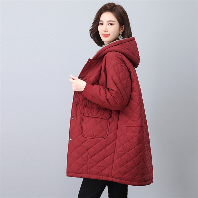 时尚保暖女士长款棉服修身显瘦冬季外套舒适百搭加厚棉衣,女装棉衣/棉服,悦见她