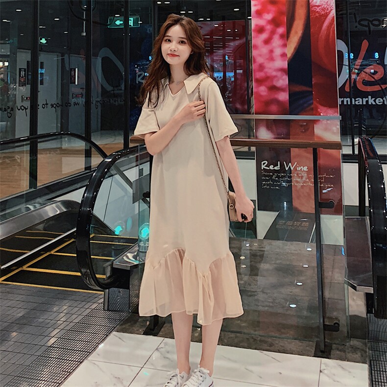 现货全棉针织鱼尾显瘦连衣裙女229-8104-P75控128,女装连衣裙,浙宝229