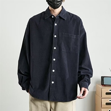 灯芯绒外套秋季男日系复古潮流百搭工装宽松衬衣秋款长袖衬衫818，男装衬衫，星座310B-1