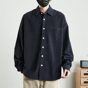 灯芯绒外套秋季男日系复古潮流百搭工装宽松衬衣秋款长袖衬衫818图片