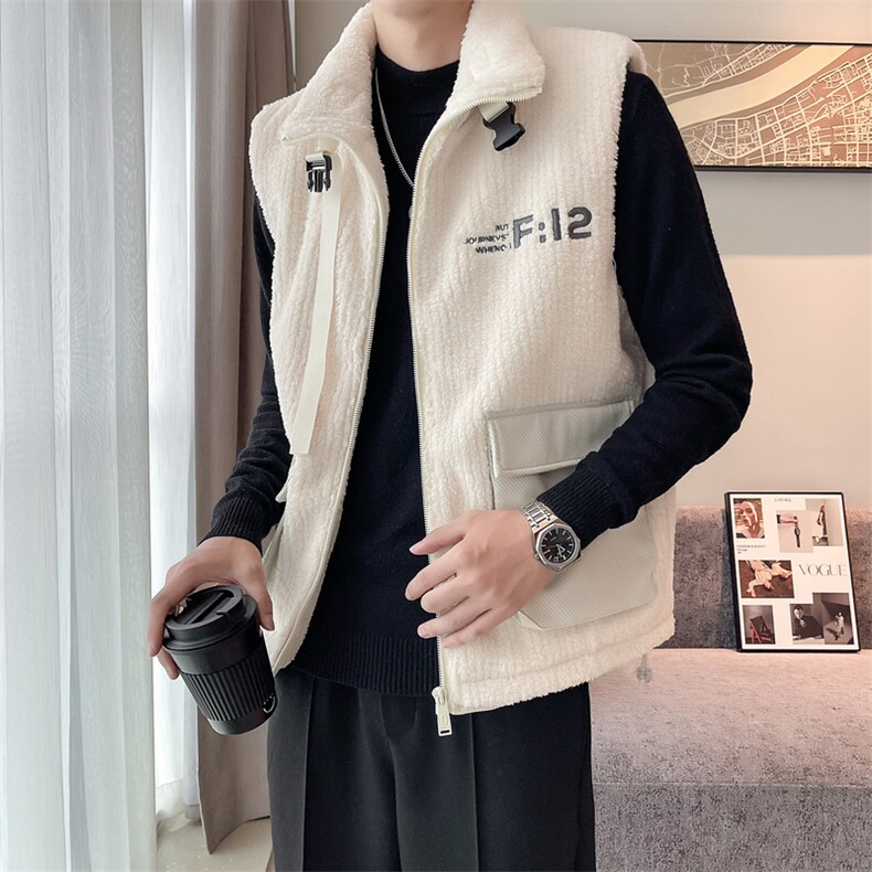 2024冬季加厚羊羔毛立领棉马甲背心外套男M501-p115控165,男装背心/马甲,电商D303