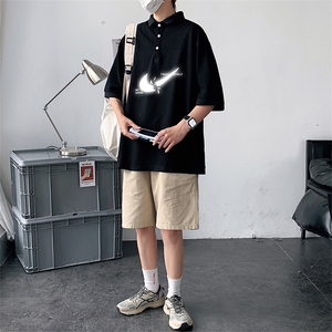 PL57111-P35 翻领短袖polo衫男大码胖子半袖t恤男有领保罗衫 模特图片
