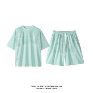 2025 夏季新款 港风白底大码冰丝印花短袖套装M-5X HQ24545-P70图片