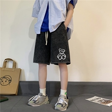 2026春夏新款纯棉水洗小熊印花短裤XZ604-DK106-P45控58，男装牛仔裤，星座604