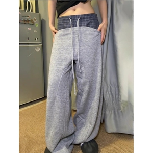 春秋季美式休闲裤复古灰色卫裤男女直筒宽松百搭运动潮牌XL34图片