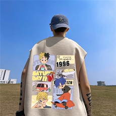 华夫格背心直播高品质重磅220克卡通男孩印花HB7103-P25控38，男装背心/马甲，星座508（原C305）