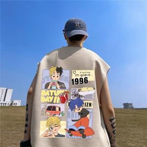 华夫格背心 直播高品质重磅220克 卡通男孩印花HB7103-P25控38图片