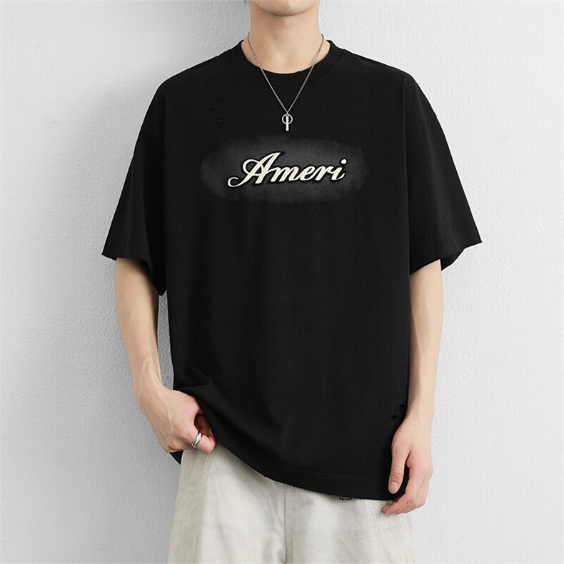 2025美潮高定印花宽松短袖T恤半袖衣服BG3009P70,男装T恤,星座914