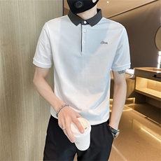 2026夏季短袖T恤撞色领字母刺绣小清新翻领Polo衫T0243-P55，男装T恤，电商D342