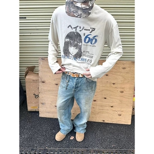 涩谷女孩手绘漫画长袖T恤男女春秋2025新款潮牌高街休闲上衣图片