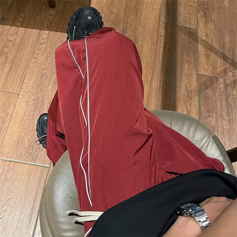男新款青少年时尚褶皱速干冰丝直筒阔腿裤 HK147 P38图片