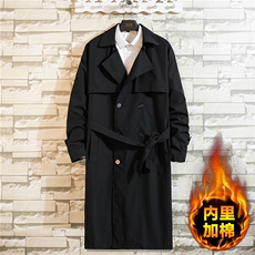 F2068/P80加棉P95双排扣长款过膝风衣男大码男中长款大衣潮控108，男装风衣，电商A141