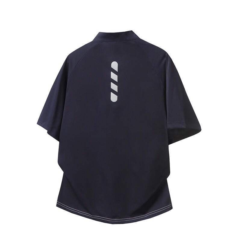 半拉链拼接速干短袖夏季宽松凉感冰丝T恤M-5XLFST569特p25控48,男装T恤,电商B219B