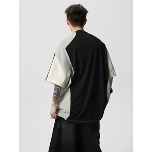 现货-原创-运动风拼接短袖撞色T恤解构T美式T1016-1 T352 P43 K79，男装T恤，星座1016-1（原电商B408-1）