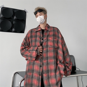 2024春季新款长袖格子衬衫中长款慵懒风衬衣 现货 W8140-P37图片