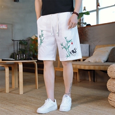 风大刺绣短裤男中式休闲百搭五分裤沙滩裤XZ310B-3-DK1903-P27，男装牛仔裤，星座310B-3