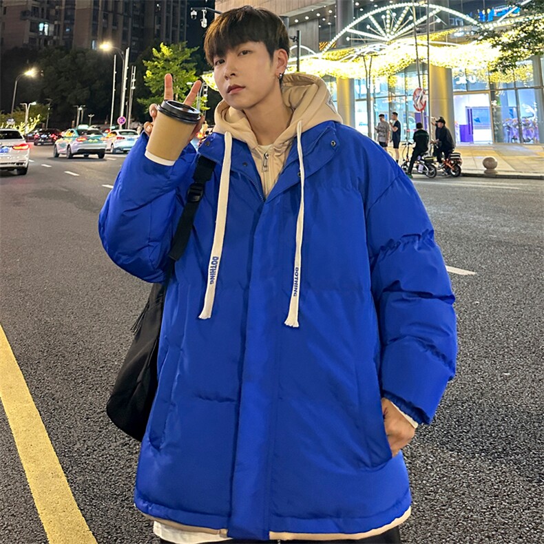新款男冬季假两件连帽加厚港风棉衣M062-P70控158,男装棉衣,星座717