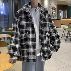 小香风外套男ins潮牌痞帅格子毛呢宽松情侣千鸟格夹克JY6678-P70，男装夹克，星座1008