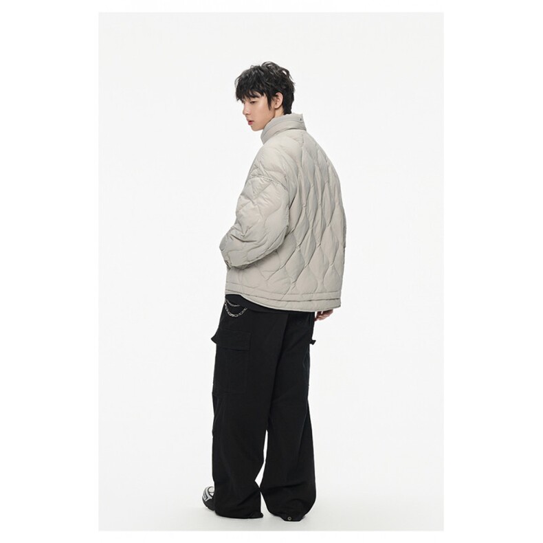 2025冬季新款简约纯色菱格立领羽绒服男潮牌百搭保暖羽绒服外套,男装羽绒服,电商A234
