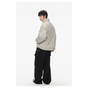 2025冬季新款简约纯色菱格立领羽绒服男潮牌百搭保暖羽绒服外套图片