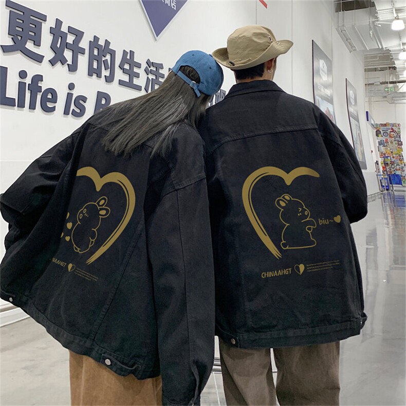 2025港风不一样情侣印花牛仔夹克外套男JK566-P65控价88图片