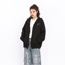 新款复古小香风连帽拉链开衫卫衣男女宽松小众休闲外套上衣，女装短外套，星座410-6（原星座1304-1）