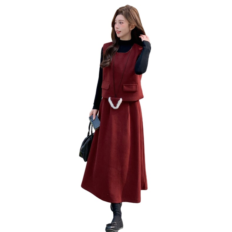 【现货】简约打底+背心+半身裙送包包四件套2D148-2619-P205K305,女装套装/套裙,2D148