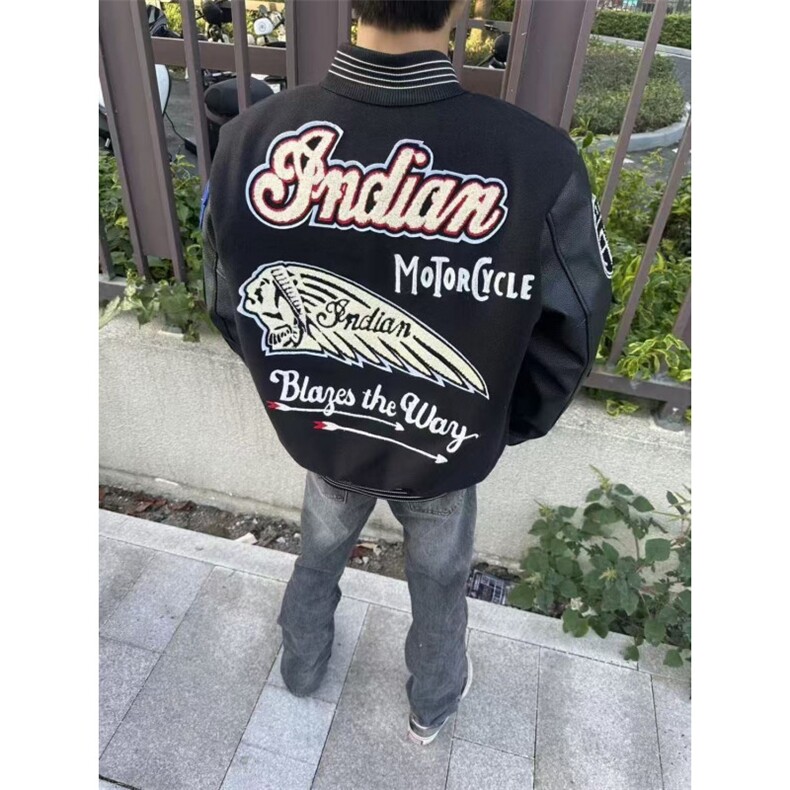 1506/QW9260/P44潮美式复古印花棒球服男女潮牌高街情侣外套图片