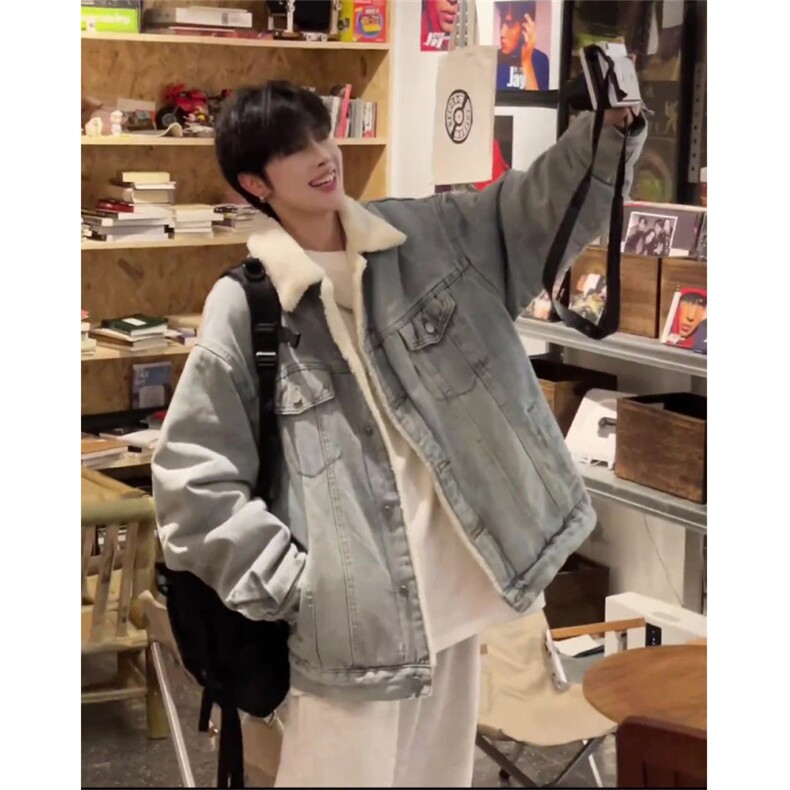 现货！奶fufu羊羔毛加棉牛仔外套1005-CHYWT03-P108，男装工装外套，星座1005