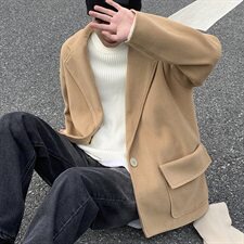 518冬季加厚毛呢风衣外套宽松百搭港风FX2020P105控128，男装风衣，星座507
