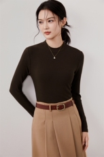 半高领打底衫女长袖t恤新款秋冬内搭洋气外穿紧身上衣服潮，女装羊毛衫，硕诚羊绒