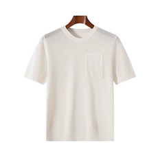 夏季新款简约纯棉镂空带兜短袖男宽松百搭显瘦时尚休闲上衣，男装T恤，牧绒家园