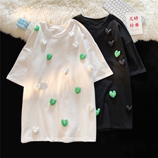 1港风潮T恤女情侣大码M-5XL网红小爱心短袖T恤男DT7742P55控78，男装T恤，星座226-2